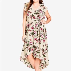City Chic high low floral wrap dress, size XXL/24